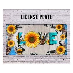 Western Love Sunflower License Plate Png, Sunflower  License Plate Sublimation, Love Sunflower Png, Cowhide License Plat
