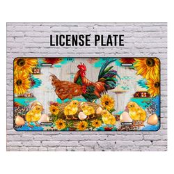 Western Coop Animals License Plate Png Sublimation Design,Farm Chicken License Plate Png, Rooster License Plate Png, Chi