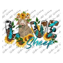 Love Sheep With Sunflower Png, Western Love Sheeps Png Sublimation Design, Sheep Png, Sheep Png, Sublimation Png, Digita