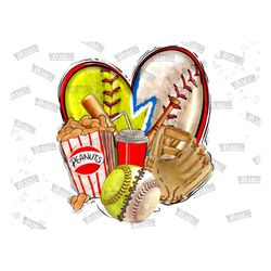 Half Softball Baseball Heart png, Watercolor Sublimation , PNG Design, Softball Design, Baseball Heart, Baseball Game Pn