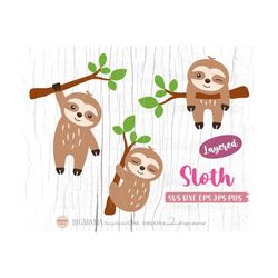 Sloth SVG,Cute Sloth DXF,Baby Sloth,Cut Sloth svg,Sloth Layered,Cutting,Vinyl,Cricut,Silhouette,Commercial use,Instant d
