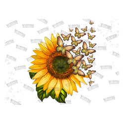 Sunflower And Butterfly Png Sublimation Design,Sunflower Png,Butterfly Png,Western Sunflower Png,leaf Png,Yellow Sunflow