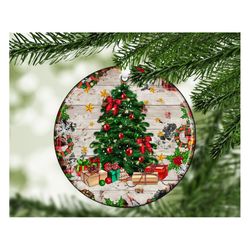 Christmas Tree Ornament Png Sublimation Design, Merry Christmas Png, Christmas Gift Box Ornament Png, Ornament Png, Digi
