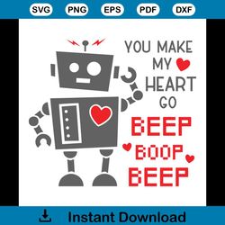 Robot Valentines Day Svg, Valentine Svg, Robot Svg, Beep Boop Svg, Valentine Day Anniversary Svg, Love Svg, Heart Icon S
