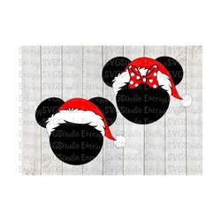 SVG DXF PNG Pdf File for Christmas Santa Mickey and Minnie