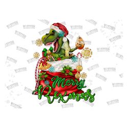 Christmas T-Rex Merry Rexmas png,Merry Christmas Png, Christmas T-Rex Png, Christmas T-Rex Dinosaur Png ,Sublimation Des