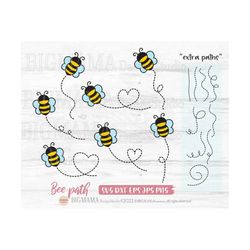 Bee Path SVG,Bee With Heart,Honeybee Svg,Bundle,Layered,Clipart,Bumblebee,DXF,Cut File,PNG,Vinyl,Cricut,Silhouette,Insta