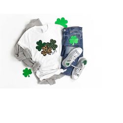 Shamrock Shirt, Leopard Shamrock Shirt, Lucky Shirt, St Patricks Day Shirt, Irish Day Shirt, Clover Shirt, Women St Padd