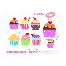 Cupcake SVG,DXF,Sliced,Sweet,Dessert,Food,Muffin,Kids,Girls,Children,Party,Cricut,Silhouette,PNG,T-shirt,Mug,Clipart,Ins