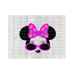 SVG DXF File for Easter Minnie with Egg Sunglasses and Easter Egg Bow