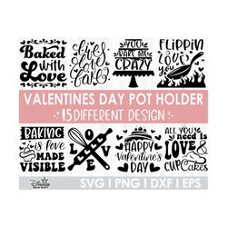 Valentine Pot Holder Svg Bundle, Potholder Svg, Oven Mitt SVG, Valentines, Kitchen SVG Bundle, Baking Svg, Funny Kitchen