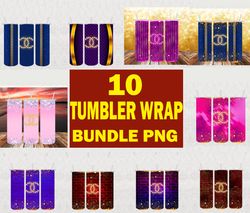10 Tumbler Chanel Luxury Bundle Design Png, Chanel Tumbler Wrap, Sublimation Designs Downloads, Instant Download