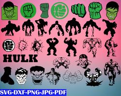 Hulk SVG, Bundle Superhero Marvel SVG, PNG, DXF, PDF, JPG,...