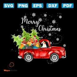 Merry Christmas Truck Svg, Christmas Svg, Red Truck Svg, Pinetree Svg, Santa Hat Svg, Chicken Svg, Winter Svg, Snow Svg,