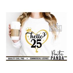 25th Birthday SVG PNG, 25 and Fabulous Svg, Hello 25 Svg, 25th Svg, 25th Birthday Png, Birthday Girl Svg, Birthday Shirt
