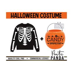 Halloween Skeleton SVG PNG, Momster Svg, Kids Halloween Svg, Candy Inspector Svg, Halloween Costume Svg, Spooky Svg, Tri