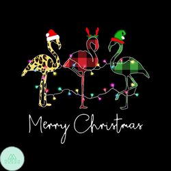 Merry Christmas Flamingo Svg, Christmas Svg, Christmas Lights Svg, Flamingo Svg, Santa Hat Svg, Merry Christmas Svg, Sno