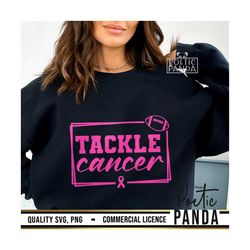 Tackle Cancer SVG PNG, In October We Wear Pink Svg, Cancer Awareness Svg, Cancer Ribbon Svg, Football Mom Svg, Breast Ca