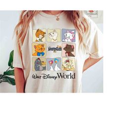 Retro Walt Disney World The Aristocats Characters Group Shirt, Marie Duchess Tee, Unisex T-shirt Family Birthday Gift Ad