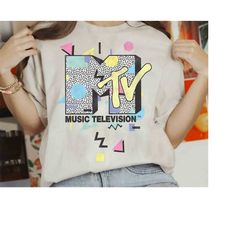 Music Television MTV Retro 90's Shape Design Logo Graphic Shirt, Unisex T-shirt Family Birthday Gift Adult Kid Toddler T