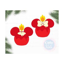 Mouse Head Candles SVG – Christmas holiday Decor svg cut files for cricut & eps, ai, png, pdf clipart. Vector graphics D