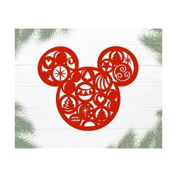 Mouse Head Christmas Balls SVG – 2021 Holiday decor cut files svg for cricut & eps, ai, png, pdf clipart. Vector graphic