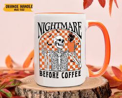 Funny Halloween Coffee Mug, Skeleton Drinking Coffee Mug, Gift For Coffee Lover, Spooky Season Gift, Skeleton Cup, Witch