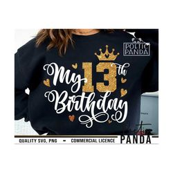 13th Birthday SVG PNG, Teenager Svg, Official Teenager, Teen Svg, 13 Years Old Svg, Birthday Shirt Svg, Birthday Girl Sv