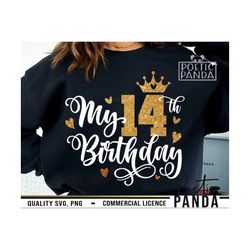 14th Birthday SVG PNG, Birthday Shirt Svg, Happy Birthday Svg, Birthday Gift Svg, Level 14 Unlocked, My 14th Birthday Sv