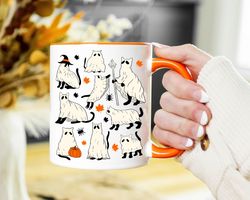 Halloween Mug, Cute Halloween Cups, Black Cat Mug, Ghost Cat Mug, Halloween Coffee Mug, Halloween Gifts, Gift For Black