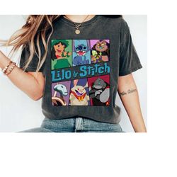 Retro Disney Lilo And Stitch Characters Vintage T-shirt, Magic Kingdom Holiday Unisex T-shirt Family Birthday Gift Adult