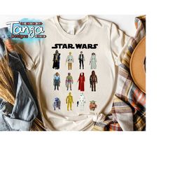 Star Wars Main Characters Action Figure Stack Graphic Shirt, Galaxy's Edge Trip Unisex T-shirt Birthday Gift Adult Kid T
