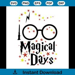 100 Magical Days Svg, 100th Days Svg, Harry Potter Glasses Svg, Star Svg, Harry Potter Svg, Back To School Svg, Student
