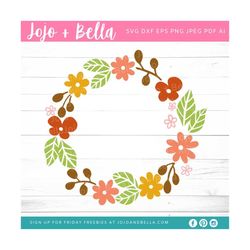 Fall Flower Wreath SVG - Svg, Dxf, Eps, Jpeg, Png, Ai, Pdf, Cut File - Flower svg - Flower svg file - Wreath Svg - Wreat