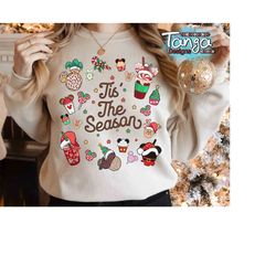 Disney Tis The Season Mickey Snack Around The World Christmas Sweatshirt, Mickey's Very Merry Xmas Party Shirt, Disneyla