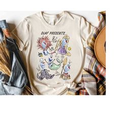 Disney Olaf Presents Classic Costume Princess Sketches Retro Shirt, WDW Magic Kingdom Disneyland Family Vacation Holiday