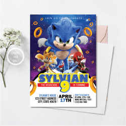 Personalized File Sonic Birthday Invitation | Sonic Invitation | Sonic Party Invite | Kids Party Invite | Printable Birt