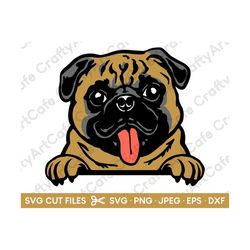 Pug Peeking SVG for Cricut Pug Clip Art Pug Illustration