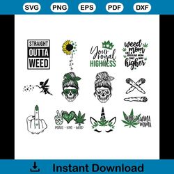 Weed Bundle Svg, Trending Svg, Weed Svg, Weed Sunflower Svg, Weed Unicorn Svg, Straight Outta Weed Svg, Weed Mom Svg, Ma