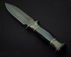 Handmade Carbon Steel Hunting Survival Knife with Black Resin Handle & Sheath