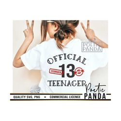 Official Teenager SVG PNG, 13th Birthday Svg, Teen Shirt Svg, Born in 2009 Svg, Hello Thirteen Svg, Birthday Boy Svg, Bi
