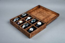 Handcrafted watch box Mens wooden jewelry box Unique gift for father husband boyfriend Engraved watch storage case