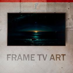 Samsung Frame TV Art Digital Download, Frame TV Landscape Painting , Frame TV Early Sunrise, Mystical Landscape, Dark