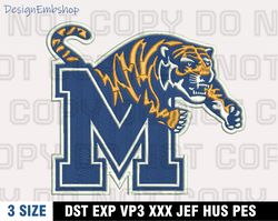 Memphis Tigers Embroidery Designs, NCAA Logo Embroidery Files, Machine Embroidery Pattern
