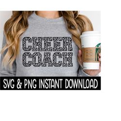 Cheer Coach Leopard SVG, Cheerleader PNG, Wine Glass SvG, Cheer Mom SVG, Instant Download, Cricut Cut Files, Silhouette