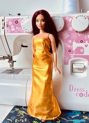 barbie doll clothes sewing pattern - barbie curvy golden dress