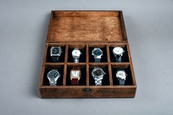 Personalized Watch Box for 4, 6, 8, 10 Watches Mens Jewelry Organizer Custom Watch Storage Gift for Dad Anniversary Gift