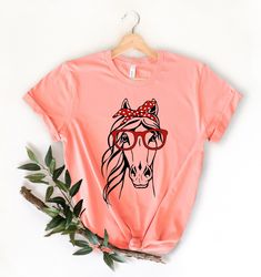 Pretty Horse with red Bandana Shirt, Just a Girl Who Loves Horses Shirt, Pretty Horse Shirt, Funny horse Shirt,Gift for