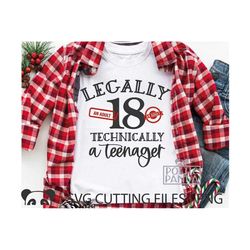 Legally an adult technically teenager SVG PNG, 18th Birthday Cricut svg, 18 Birthday party, 18th BIRTHDAY Shirt svg, 18t