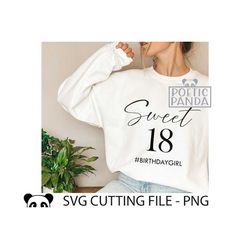 Sweet 18 BIRTHDAY girl SVG PNG, Birthday decor svg, 18th Birthday Shirt Cricut svg, 18th Birthday gift svg, 18 Birthday